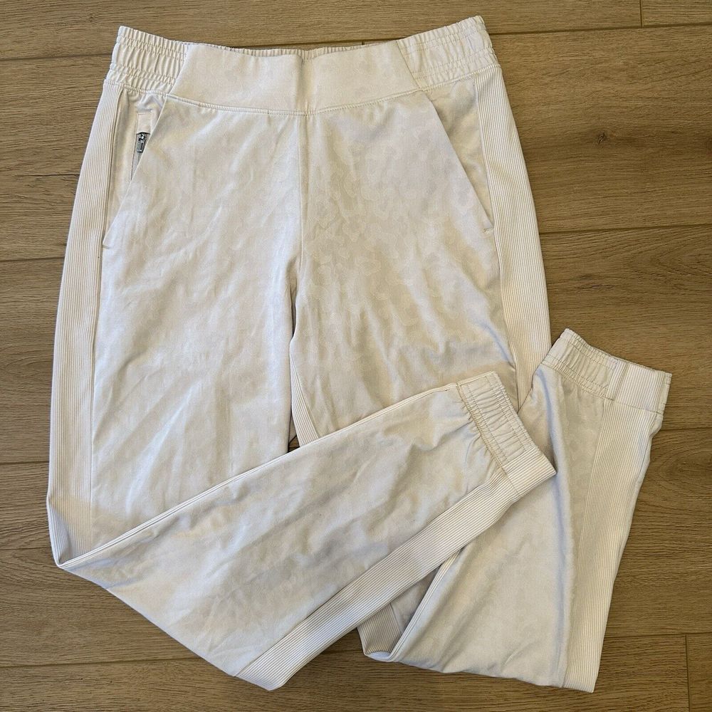 Athleta Women's Size‎ 2 Beige Brooklyn Textured Jacquard Print Jogger Pants